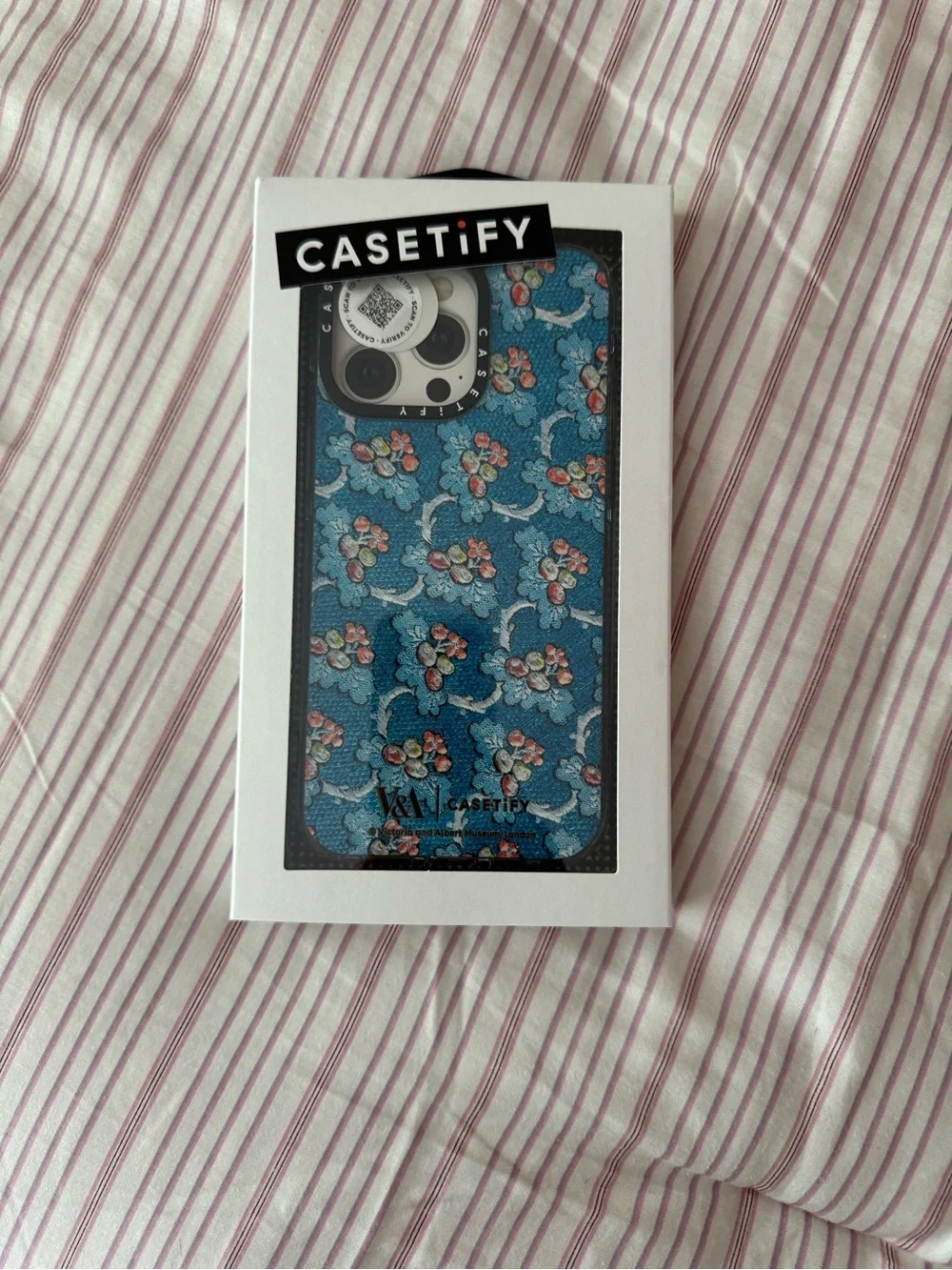 Casetify Blue Floral Pattern Phone Case with Pink Accents